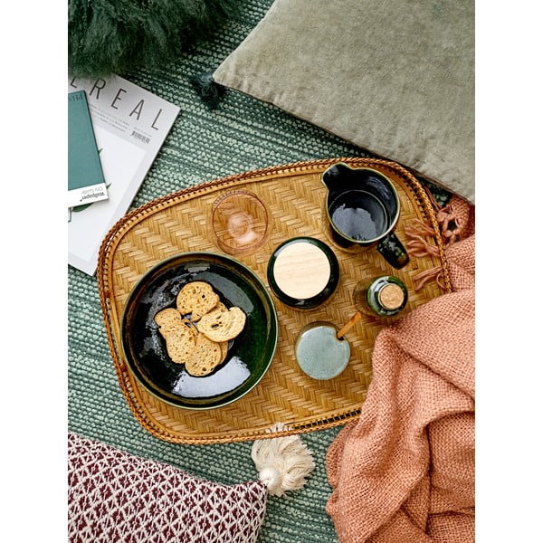 Зелен буркан от керамика с лъжица Pixie - Bloomingville-image-1