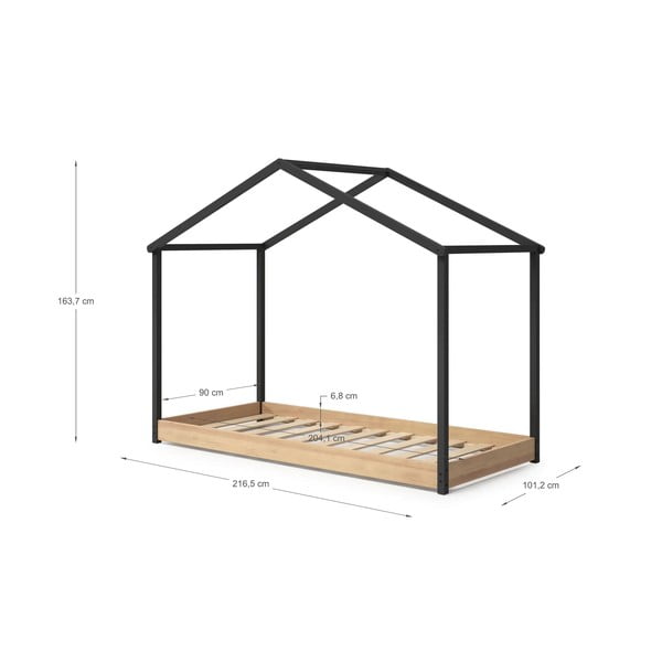 Антрацитно сиво детско легло 90 x 190 cm Arthur - Marckeric-image-4