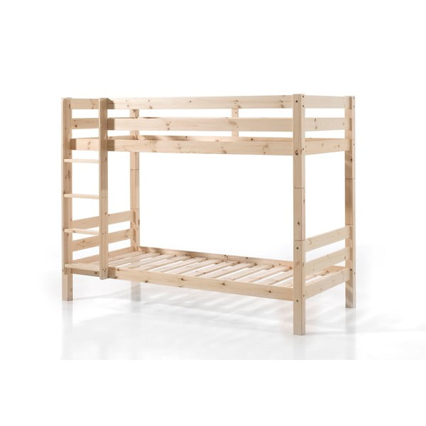 Детско легло 90x200 cm от масивен бор двуетажно с място за съхранение естествено PINO – Vipack-image-2