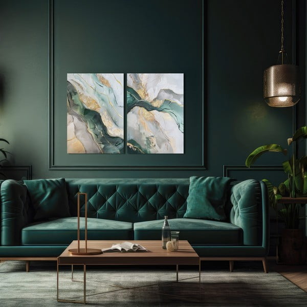 Картини с ръчно рисувани елементи в комплект от 2 бр. 50x70 cm Aventurine – Styler-image-1