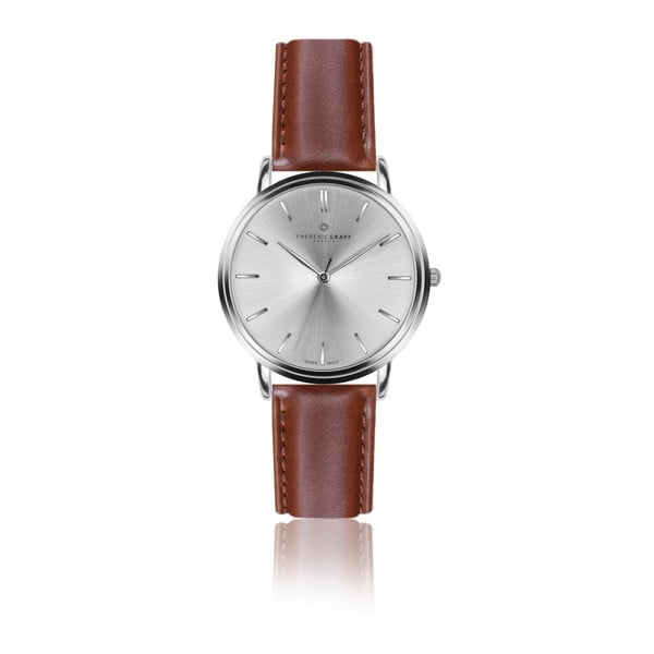 Pánské hodinky s koňakově hnědým páskem z pravé kůže Frederic Graff Silver Breithorn Cognac Leather