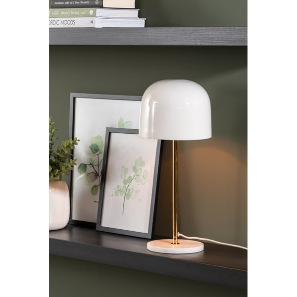 Бяла настолна лампа с метален абажур (височина 50 cm) Manta – Leitmotiv-image-1