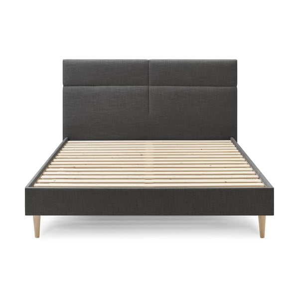 Черно тапицирано двойно легло с решетка 180x200 cm Elyna - Bobochic Paris-image-1