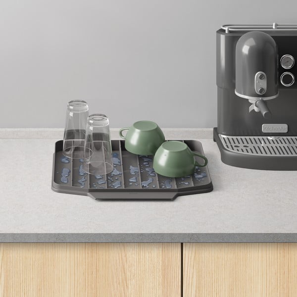 Сива пластмасова тавичка за оттичане за съдовете 40x33 cm Gravity – Metaltex-image-3