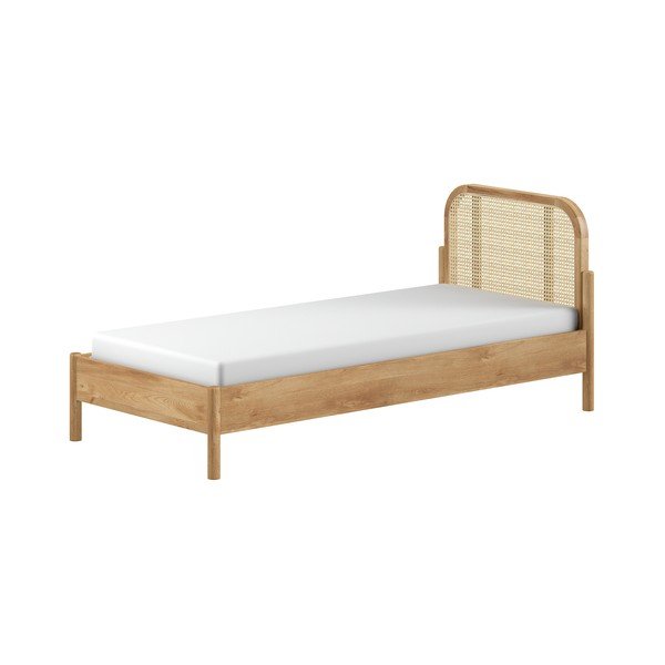 Единично легло от масивен дъб с включена подматрачна рамка в естествен цвят 90x200 cm Olive Rotan – Vipack