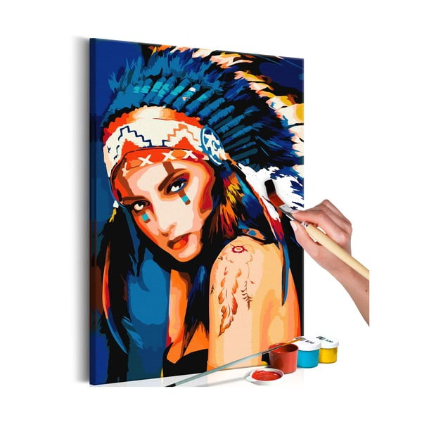 DIY set na tvorbu vlastního obrazu na plátně Artgeist Native American Girl, 40 x 60 cm