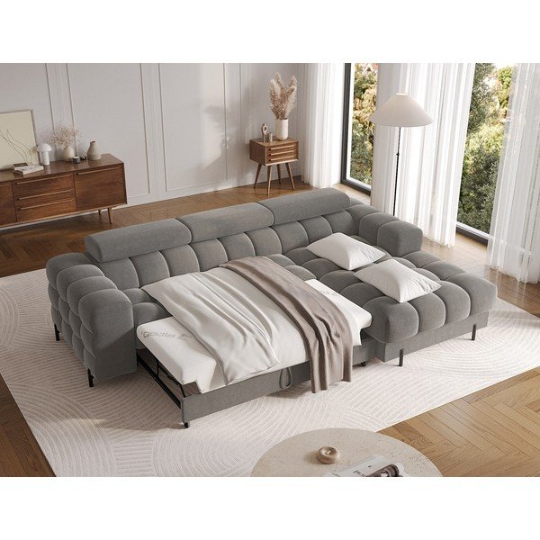 Кафяво-сив кадифен разтегателен ъглов диван с място за съхранение (десен ъгъл) Felro – ELTAP-image-4