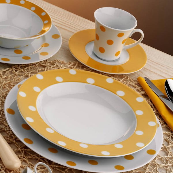 Porcelánový talířový set Yasemin Yellow, 24 ks