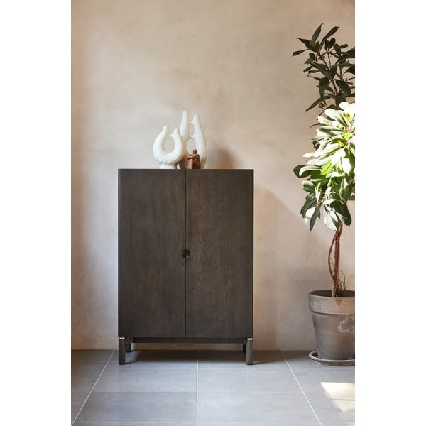 Тъмнокафяво шкафче от декор от дъб  90x130 cm Arun – Unique Furniture-image-2