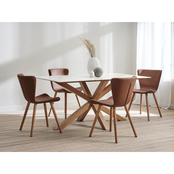 Кафяви метални трапезни столове в комплект от 2 бр. Teslin – Unique Furniture-image-2