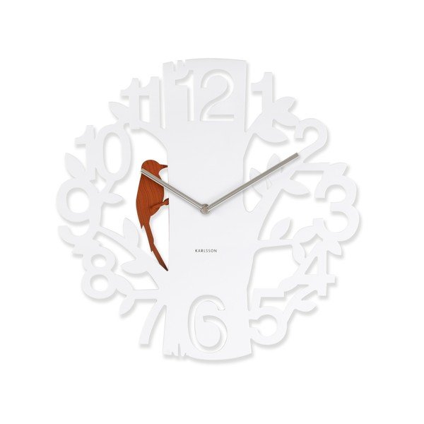 Hodiny Woodpecker White