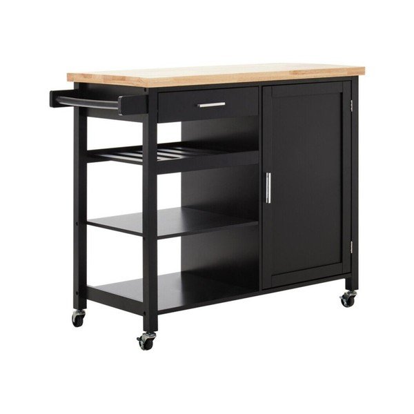 Кухненски остров на колелца от масивно каучуково дърво 48x105 cm Frankfurt – Premier Housewares