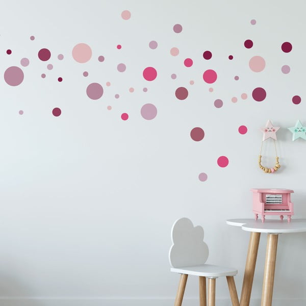 Комплект от 100 розови стикера за стена Кръгли стикери - Ambiance-image-4