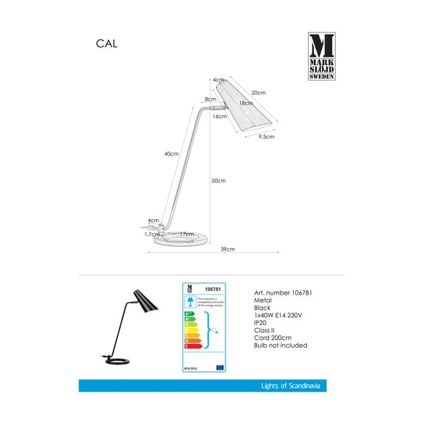 Черна настолна лампа Cal - Markslöjd-image-2