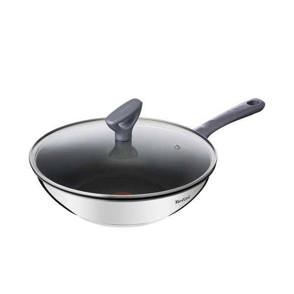 Уок тиган с капак и незалепващо покритие от неръждаема стомана ø 28 cm Daily Cook G7309955 – Tefal