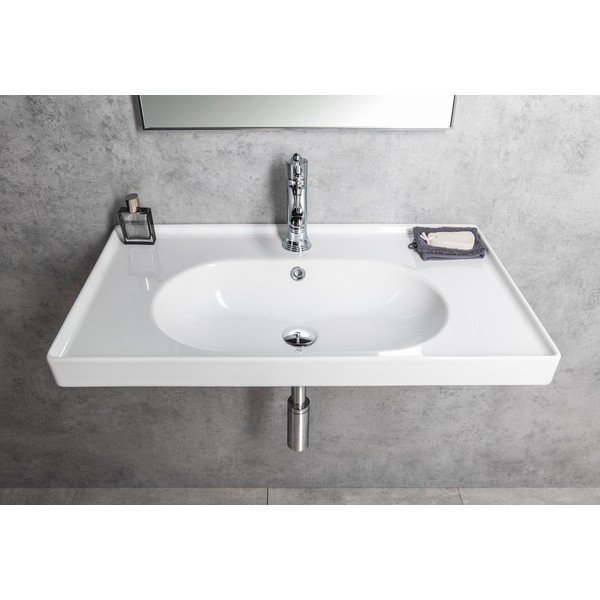 Бяла керамична мивка 80x45 cm Brand – Sapho-image-4