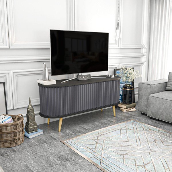 Черно-антрацитна телевизионна масичка 140x64 cm Stor - Kalune Design-image-1