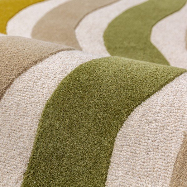 Зелен/в естествен цвят ръчно изработен вълнен килим 140x200 cm Cascade Wool – Flair Rugs-image-3