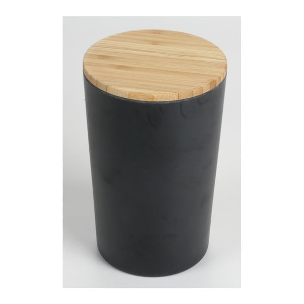 Černá dóza s bambusovým víkem JOCCA Bamboo, výška 18,7 cm