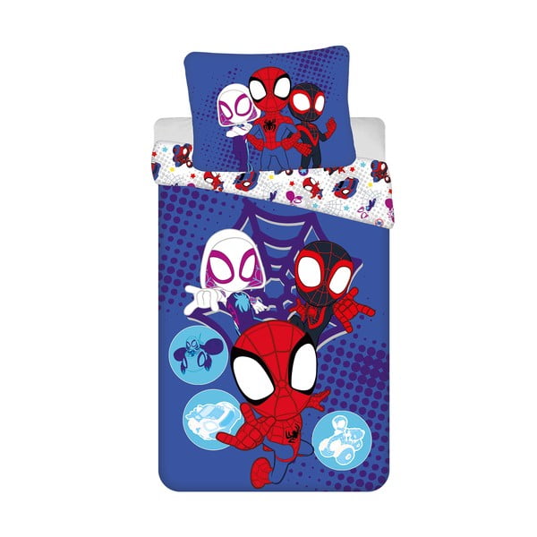 Синьо  единично  памучно детско спално бельо 140x200 cm Spidey – Jerry Fabrics