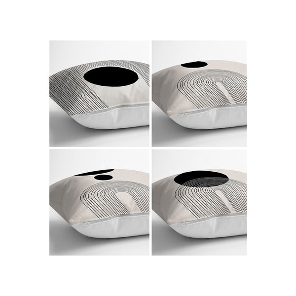 Черни и бежови калъфки за възглавници в комплект от 4 броя 43x43 cm - Minimalist Cushion Covers-image-1