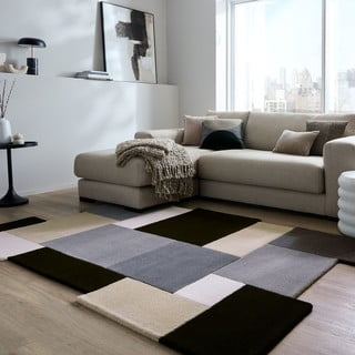 Черно-сив ръчно изработен вълнен килим 200x290 cm Collage Monochrome – Flair Rugs