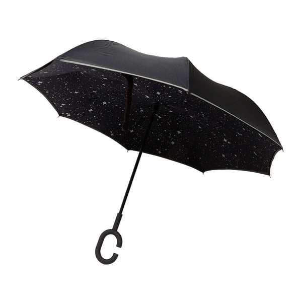 Černý deštník s bílými detaily Star Gaze, ⌀ 110 cm