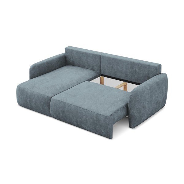 Сиво-син шенилов разтегателен ъглов диван с място за съхранение (ляв ъгъл) Lilo – Makamii-image-3