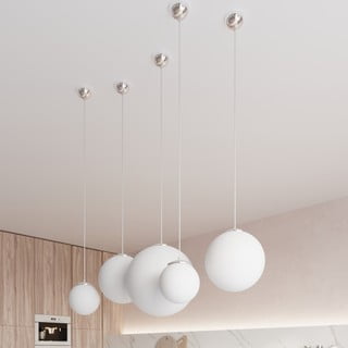 Бяло висящо осветително тяло със стъклен абажур ø 40 cm Bianco – Nice Lamps