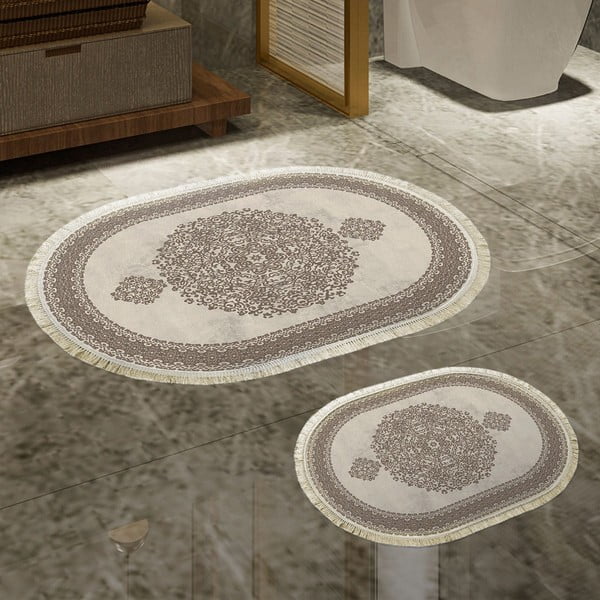 Бежови изтривалки за баня в комплект от 2 бр. - Foutastic-image-1