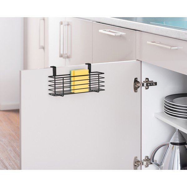 Черна висяща метална кошница за кухненска врата Slim, 24 x 10 cm - Wenko-image-1