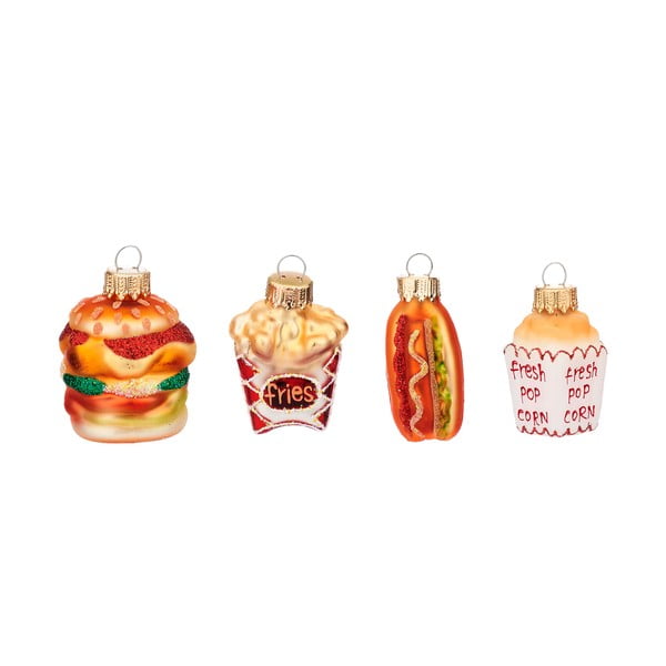 Стъклени коледни украси в комплект от 4 бр. Fast Food – Sass & Belle