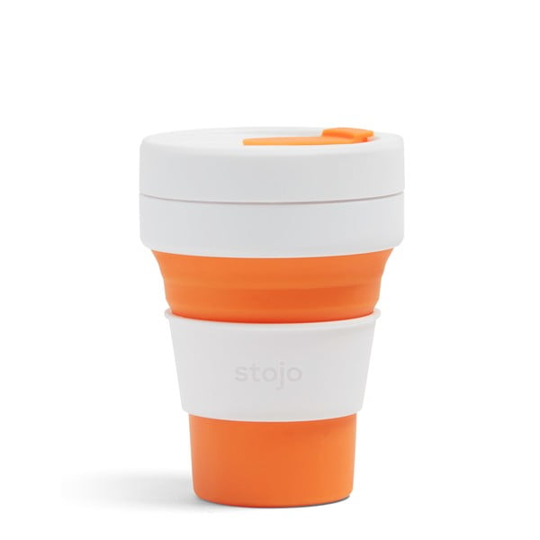 Сгъваема чаша за пътуване в бяло и оранжево , 355 ml Pocket Cup - Stojo