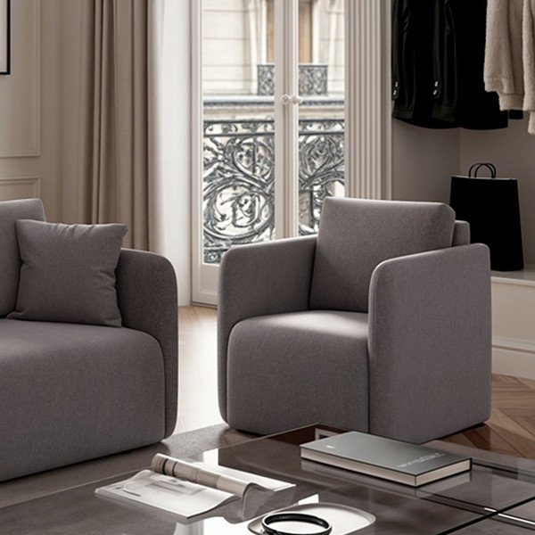 Сиво кадифено кресло Chaum – Rodier-image-3