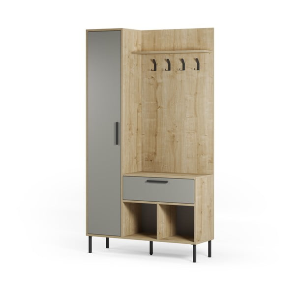 Зелено-естествен комплект за коридор от декор от дъб  108x195x35 cm Heidy – Marckeric-image-3