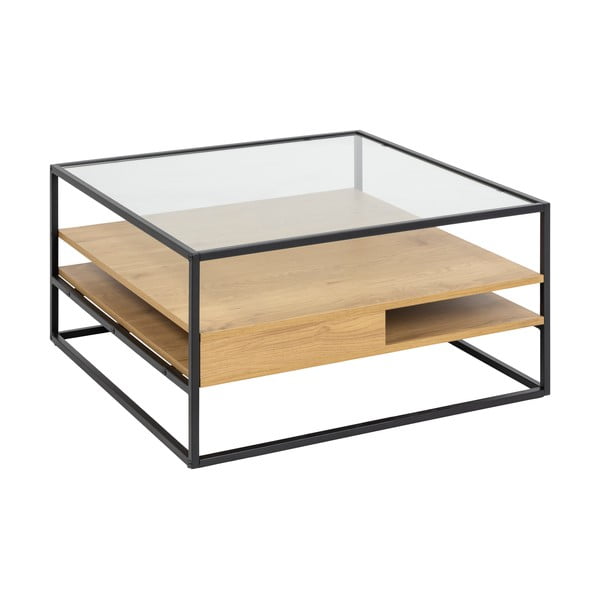 Масичка за кафе със стъклен плот в естествен цвят 80x80 cm Randolf – Actona-image-2