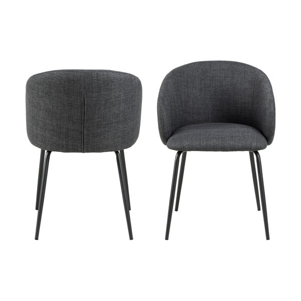 Тъмносиви тапицирани трапезни столове в комплект с подлакътници 2 бр. Eleanor – Actona-image-2