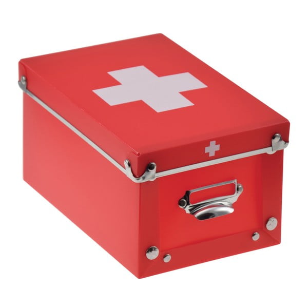 Červený úložný box na léky Incidence Cross