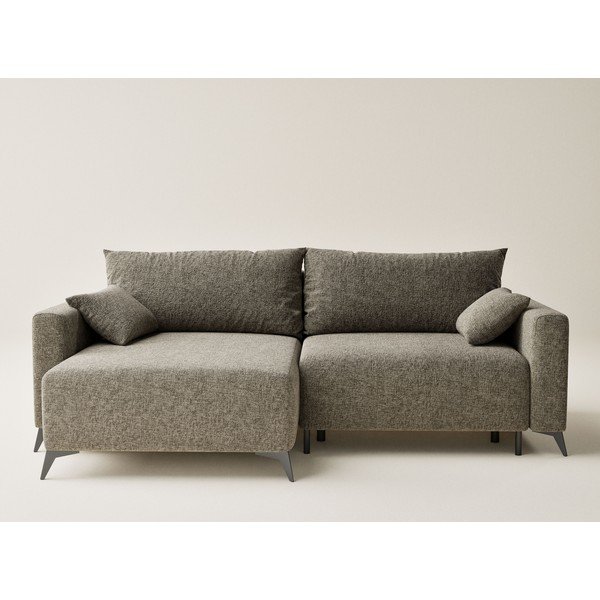 Кафяв шенилов сгъваем/с място за съхранение ъглов диван (ляв ъгъл) Leon – Maison de Rêve-image-2