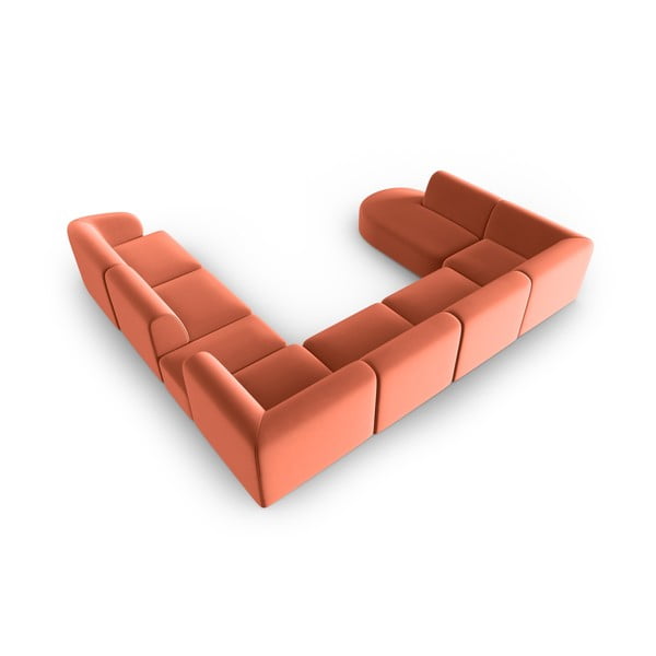 Розов кадифен ъглов диван (десен ъгъл/U форма) Paolo – Milo Casa-image-3