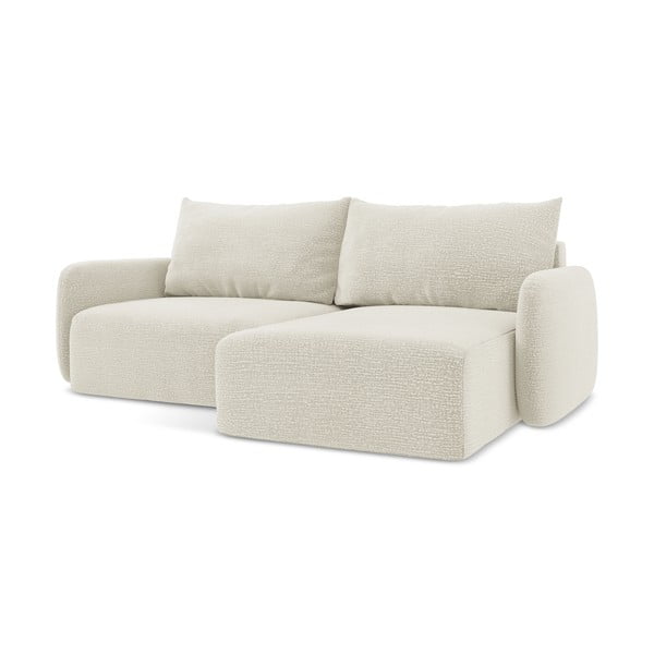 Кремав разтегателен ъглов диван с място за съхранение (десен ъгъл) Kalena – Makamii-image-1