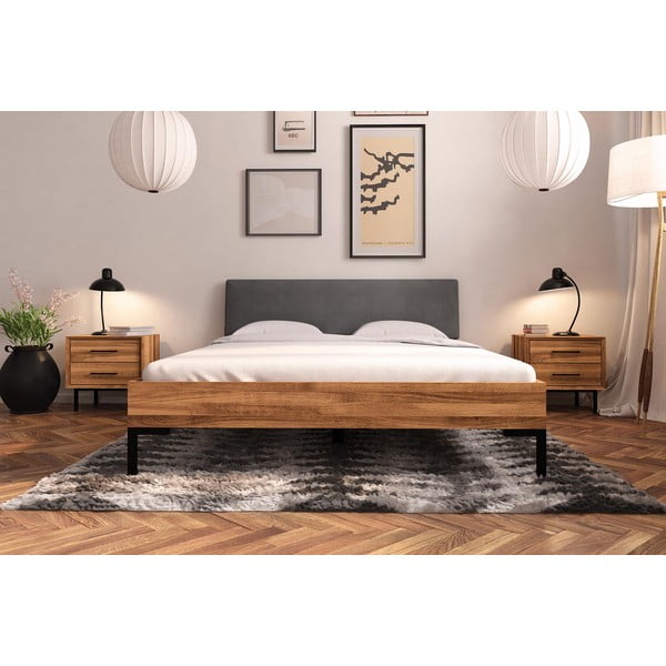 Дъбово двойно легло с тапицирана табла 160x200 cm Abises 1 - The Beds-image-1