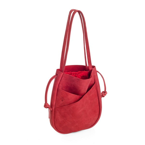 Червена кожена чанта Bella - Woox