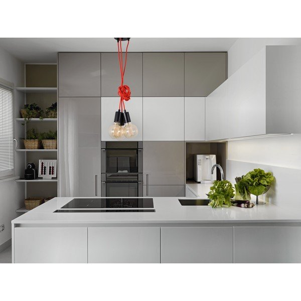 Červené trojité závěsné světlo Filament Style Spider-image-2