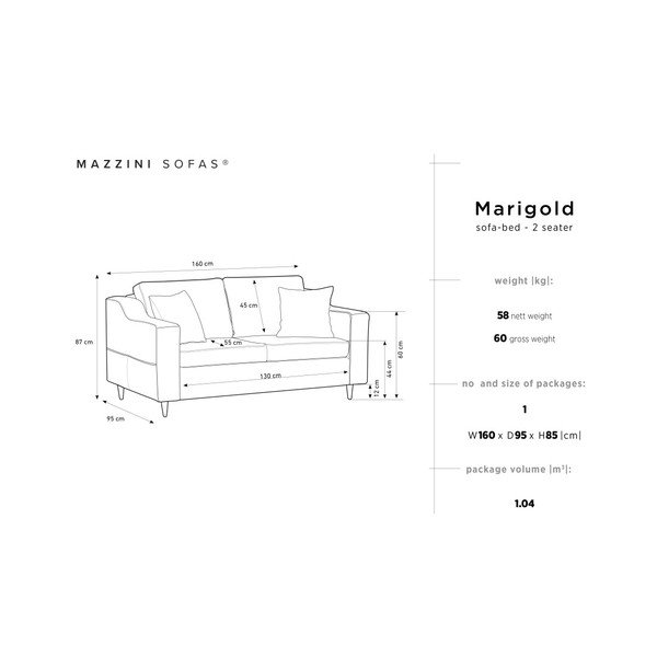 Тъмносин двуместен диван Marigold - Mazzini Sofas-image-4