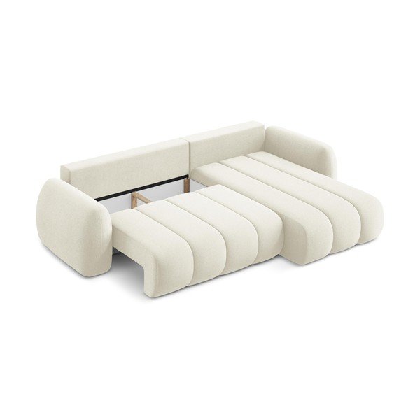 Бежов разтегателен ъглов диван с място за съхранение от букле (десен ъгъл) Pele – Makamii-image-3