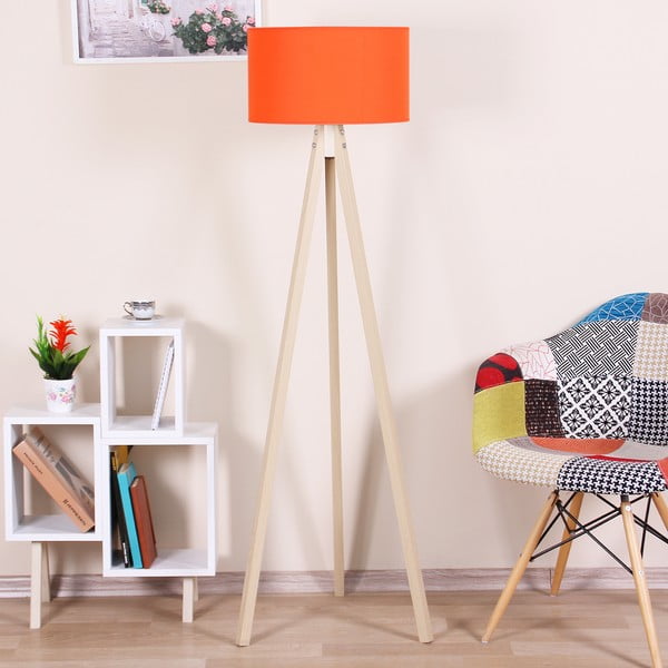 Свободностояща лампа с оранжев абажур Naturel - Kate Louise