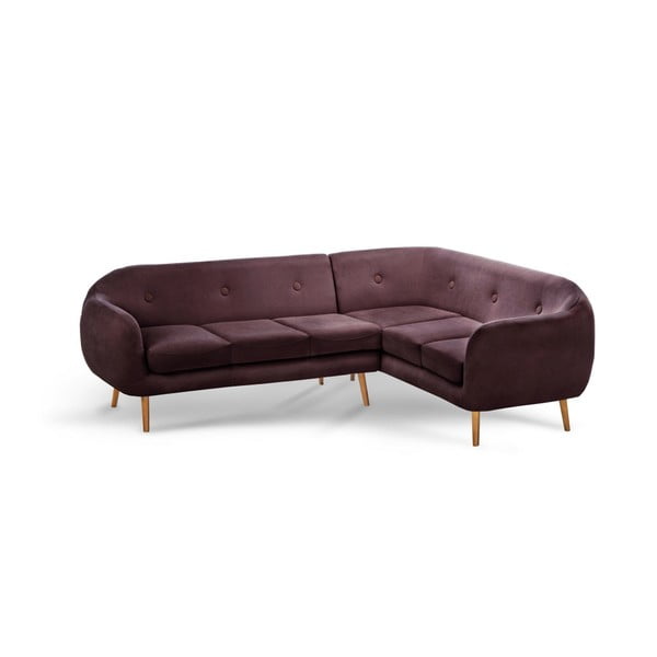 Тъмнокафяв ъглов триместен диван , десен ъгъл - Scandi by Stella Cadente Maison