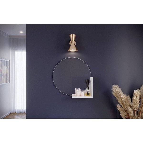 Стенно огледало с бял рафт, ø 60 cm Lucija - Skandica-image-2