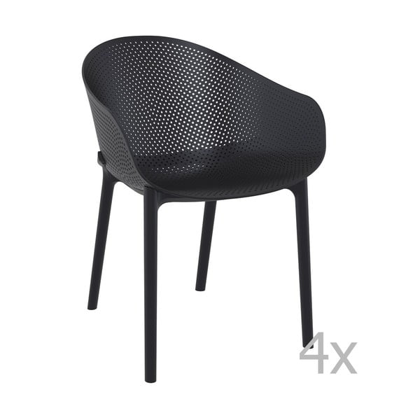 Комплект от 4 черни градински стола Sky - Resol